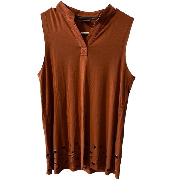 *CLEARANCE* Belyn Key Orange sleeveless golf tank top w/grommet detail Small - Picture 4 of 13